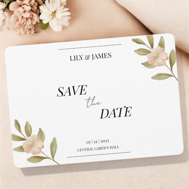 Butter Gelbes Wasserfarben Klassisches Flora-Elega Save The Date (Von Creator hochgeladen)