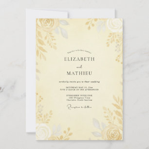 Butter Gold Rose Hochzeit Einladung