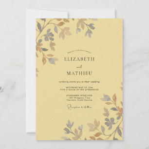 Butter-Grau-Reben-Hochzeit Einladung