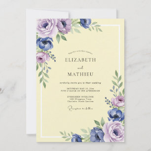 Butter-Lavendel-Anemone-Hochzeit Einladung