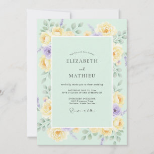 Butter-Lilac-Pfingstrosen-Hochzeit Einladung