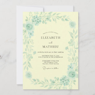 Butter Mint Wasserfarben-Hochzeit Einladung