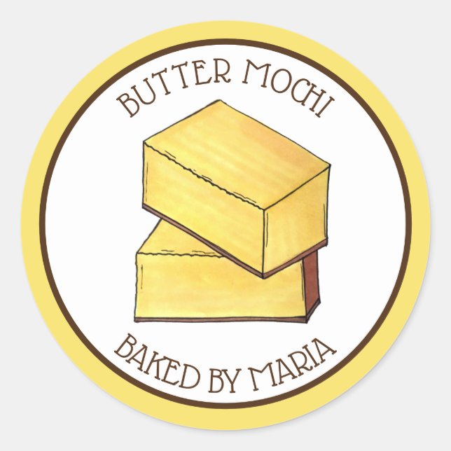 Butter Mochi Hawaiian Dessert, von hausgemacht geb Runder Aufkleber (Vorderseite)