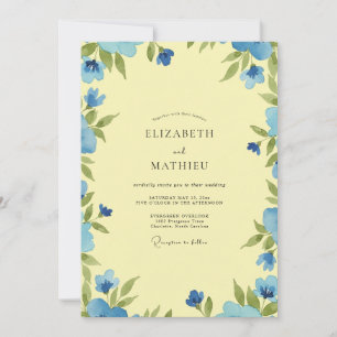 Butter Periwinkle Laub Eukalyptus Hochzeit Einladung