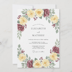 Butter-Plum-Rosen-Hochzeit Einladung