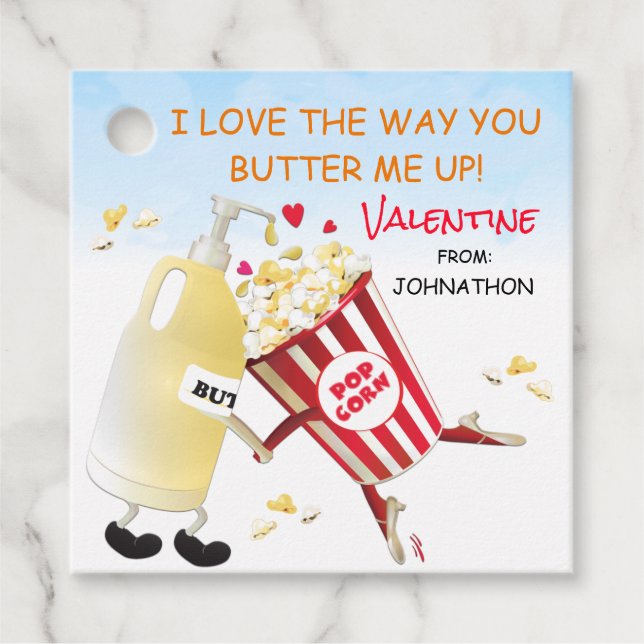 Butter Popcorn Funny Pun Couple Valentine Geschenkanhänger (Vorderseite)