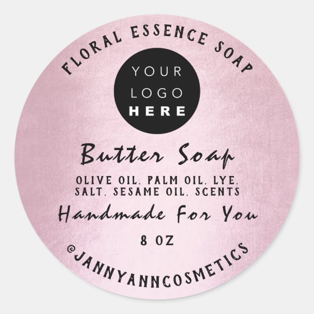 Butter Seife Kosmetik Handgefertigte Rose Rosa Log Runder Aufkleber (Vorderseite)