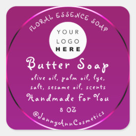 Butter Seife Kosmetik Handgemachte Logo Berry Pink Quadratischer Aufkleber