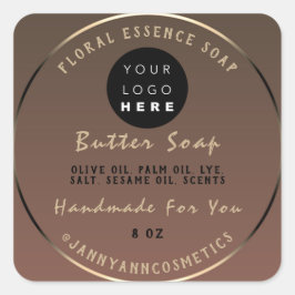 Butter Seife Kosmetik Handgemachte Logo Braun Gold Quadratischer Aufkleber