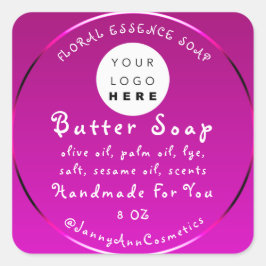 Butter Seife Kosmetik Handgemachte Logo Pink Fuchs Quadratischer Aufkleber