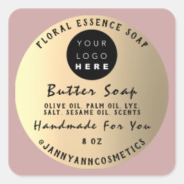 Butter Seife Kosmetik Handgemachte Rose Gold Blush Quadratischer Aufkleber