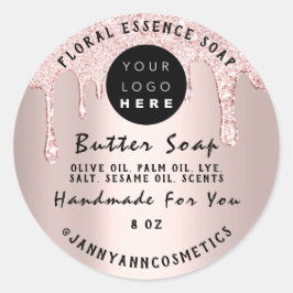 Butter Seife Kosmetik Handgemachte Tropfen Rosa Ro Runder Aufkleber