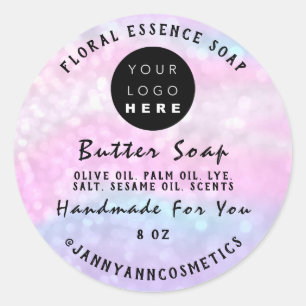 Butter Seife Kosmetik Handmade Holographic Pink Runder Aufkleber