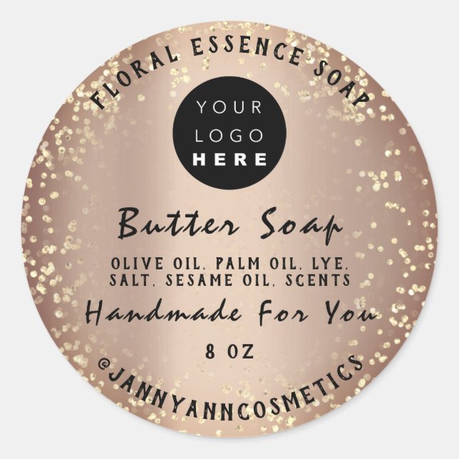 Butter Seife Kosmetik Handmade Logo Gold Logo Runder Aufkleber (Vorderseite)