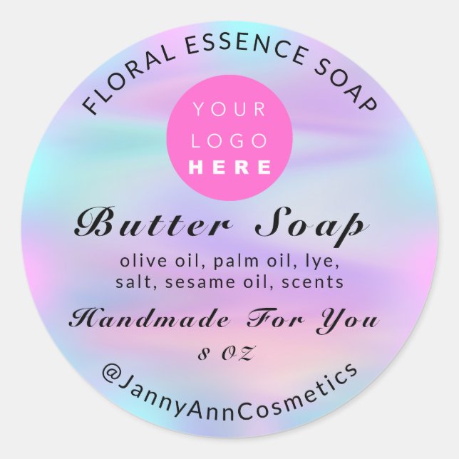 Butter Seife Kosmetik Handmade Social Pink Logo Runder Aufkleber (Vorderseite)