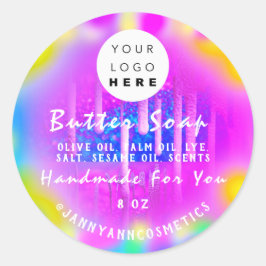 Butter Seife Kosmetik Logo Holograph Farbtherapie Runder Aufkleber