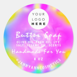 Butter Seife Kosmetik Logo Holograph Pink Cleaner Runder Aufkleber