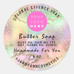 Butter Soap Kosmetik Handmade Holograph Rose Gold Runder Aufkleber