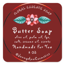 Butter Soap Kosmetik Handmade Logo BurgundyFloral