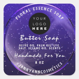 Butter Soap Kosmetik Handmade Logo Lila Quadratischer Aufkleber