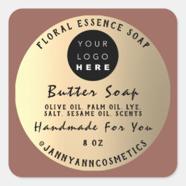 Butter Soap Kosmetik Handmade Rose Gold Logo Quadratischer Aufkleber