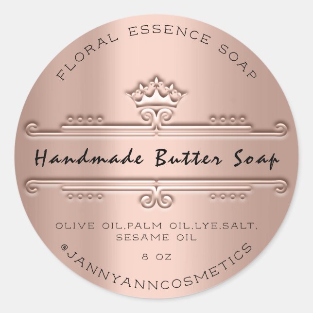 Butter Soap Kosmetik Royal Crown Rose Luxus Runder Aufkleber (Vorderseite)