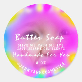 Butter Soap Kosmetische Baby Holograph Farbtherapi Runder Aufkleber