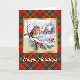 Butter Tartan mit Robin Personalisierte Xmas Karte