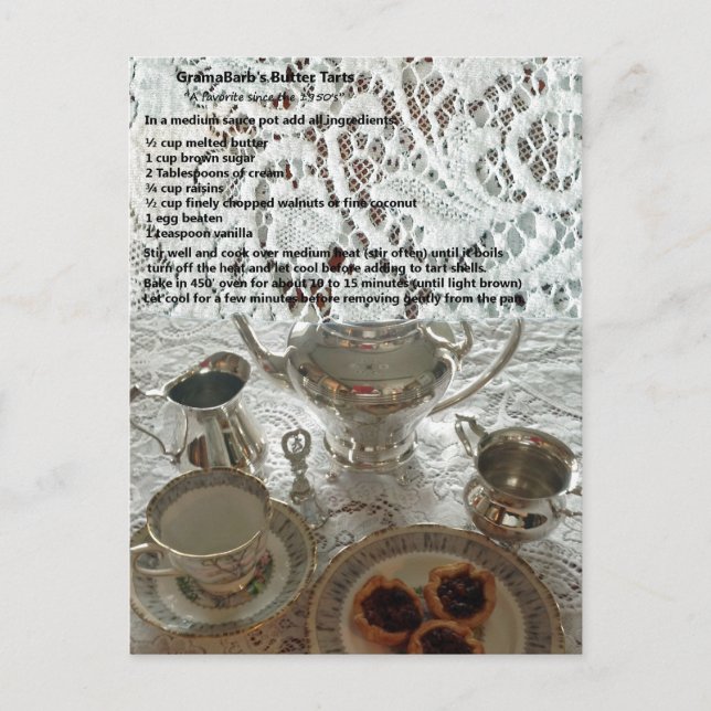 Butter Tarts Rezept Postkarte (Vorderseite)