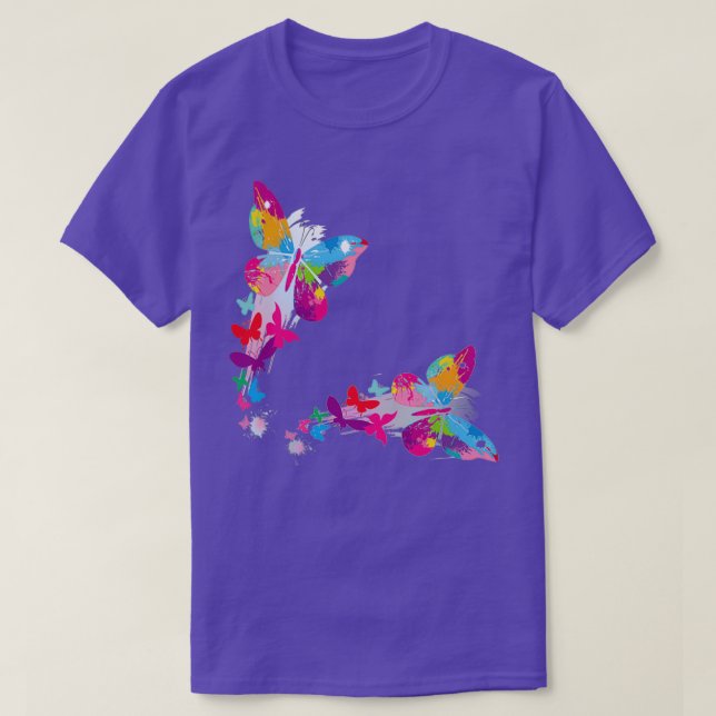 Butter Tuch Regenbogen Schmetterling T-Shirt (Design vorne)