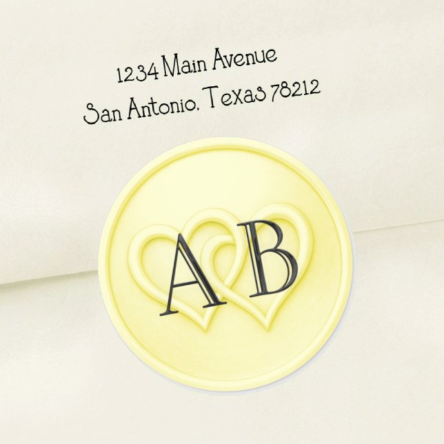 Butter Two Hearts Black Initials Wedding Runder Aufkleber (Von Creator hochgeladen)