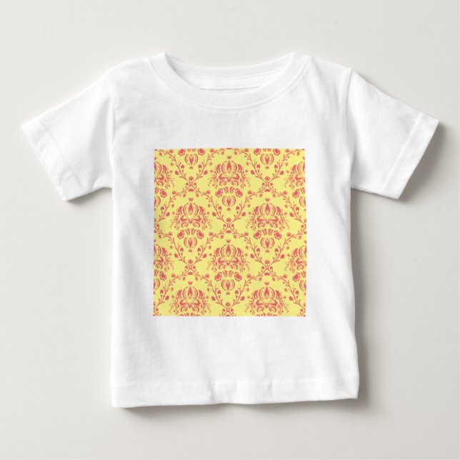 Butter und Cranberry Damask Baby T-shirt (Vorderseite)