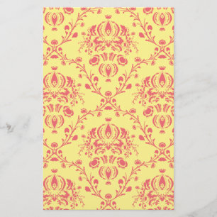 Butter und Cranberry Damask Briefpapier