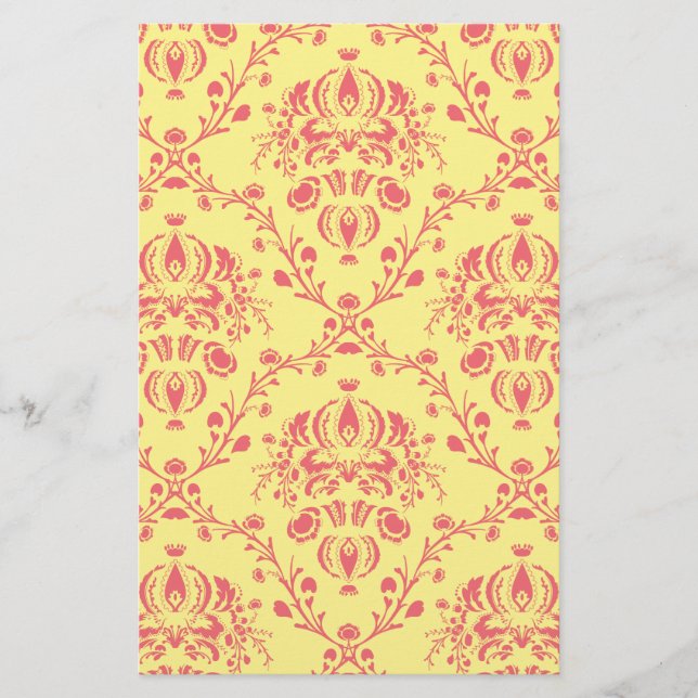 Butter und Cranberry Damask Briefpapier (Vorderseite)