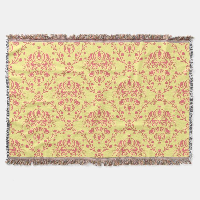 Butter und Cranberry Damask Decke (Vorderseite)