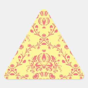 Butter und Cranberry Damask Dreieckiger Aufkleber