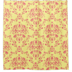 Butter und Cranberry Damask Duschvorhang