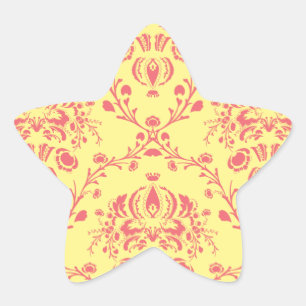 Butter und Cranberry Damask Stern-Aufkleber