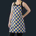 Butter yellow and blue checkered board pattern schürze<br><div class="desc">A checkerboard pattern with alternating yellow and blue squares. The repeating geometric design creates a vibrant,  symmetrical visual effect.</div>