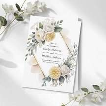 Butter Yellow And Gold Wedding Invitation