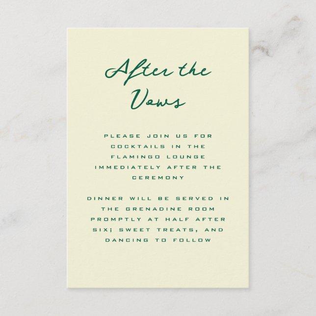 Butter Yellow and Green Simple Reception Begleitkarte (Vorderseite)