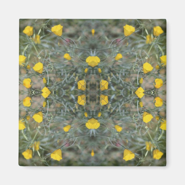 Butter Yellow California Poppy Pattern Magnet (Vorne)