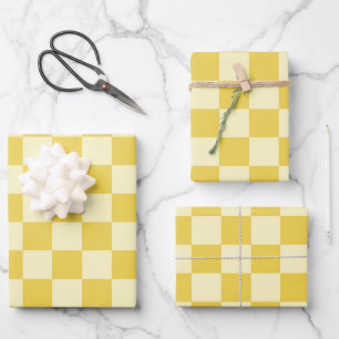 Butter Yellow Checkerboard Geschenkpapier Set