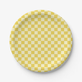 Butter Yellow Checkerboard Pappteller