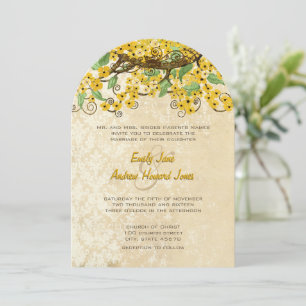 Butter Yellow Cherry Blossom Tea Stain Hochzeit Einladung