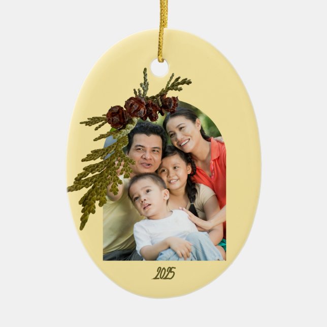 Butter Yellow Fern Photo  Keramik Ornament (Vorne)