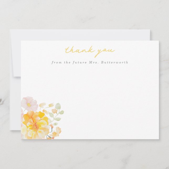 Butter Yellow Floral Brautparty Vielen Dank Dankeskarte (Vorderseite)