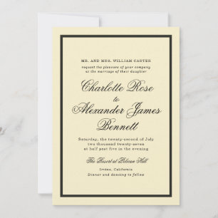 Butter Yellow Klassische Schrift Hochzeitseinladun Einladung