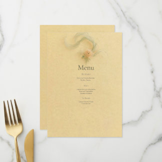 Butter Yellow Peach Ranunculus Wedding Menu Menükarte