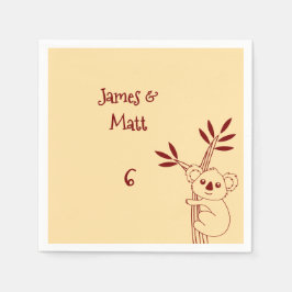 Butter Yellow & Red Australian Animals Birthday Serviette